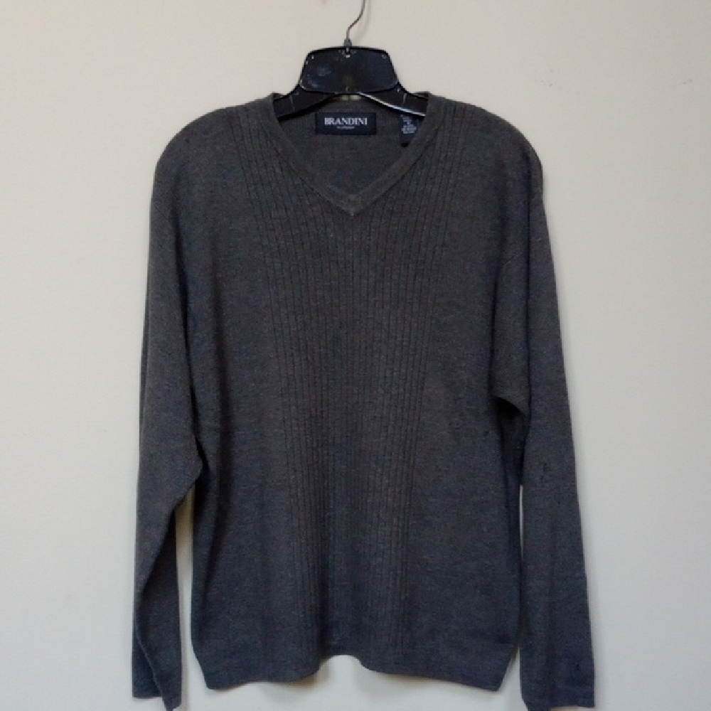 Vintage Brandini Gray V-Neck Men's Sweater